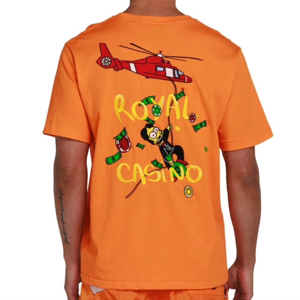 BAIN DE MER LUXURY RESORT WEAR Orange Graphic 'Royal Casino' Short Sleeve Tee